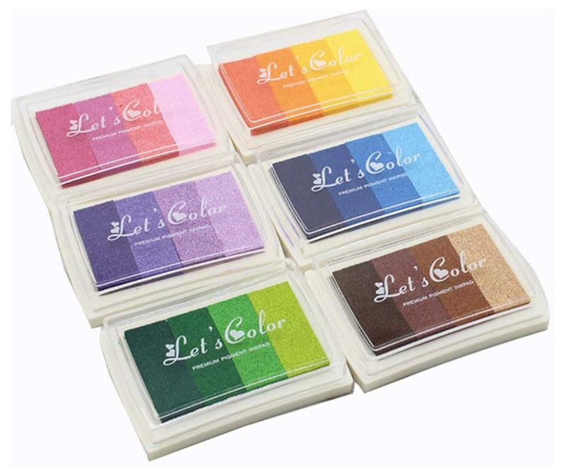 6 Craft Ink Pad Stamps Rainbow Ink Pads Craft Ink Pads DIY Multicolor Craft Stamp Pad image 1