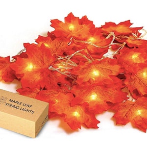 Autumn Garland Fall Garland Fall Maple Leaf Garland Maple Leaves Fall Lights Maple Leaf Lighted Garland Thanksgiving Decor Halloween Table image 3