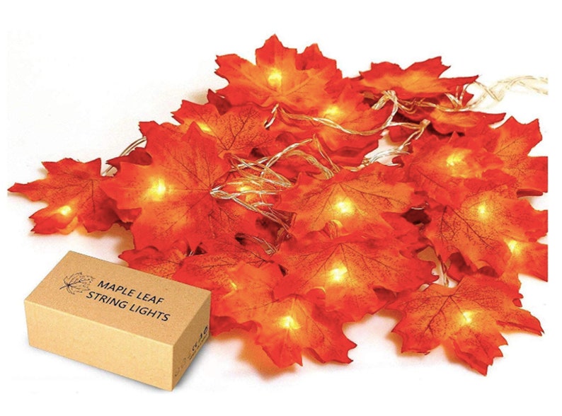 Autumn Garland Fall Garland Fall Maple Leaf Garland Maple Leaves Fall Lights Maple Leaf Lighted Garland Thanksgiving Decor Halloween Table image 3