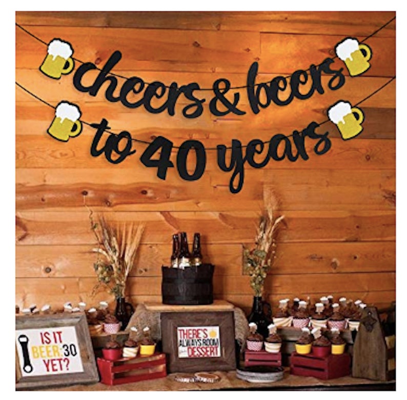 Cheers and Beers Banner 30th Birthday Party Banner Beer Bachelorette Party Gold Glittery Cheers & Beers Beer Party Supplies Beer Theme image 7