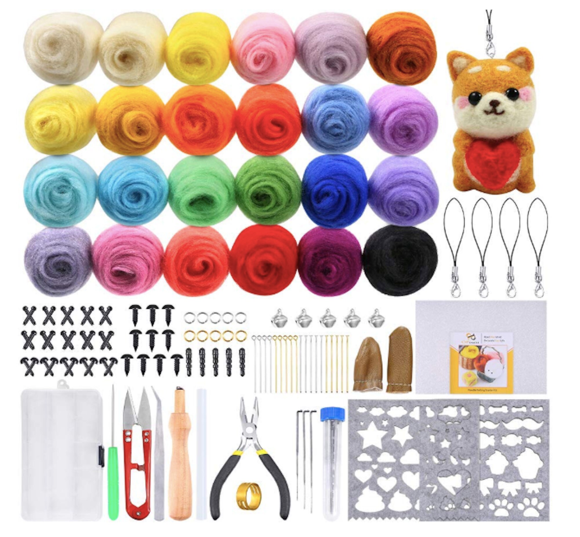 Felting Wool Kit Roving Needle Felting Kit 25 Color Tools Set | Etsy