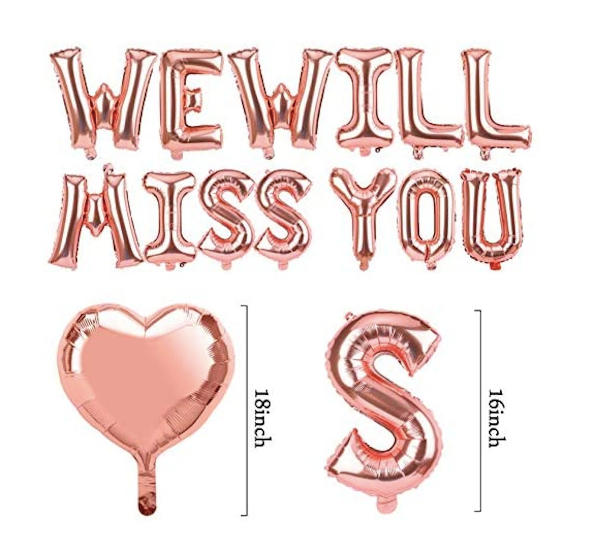 Rose Gold We Will Miss You Balloon Banner Farewell Party Etsy India
