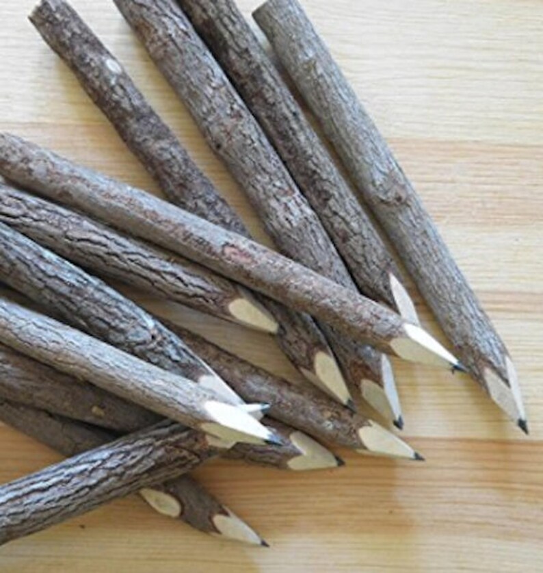 Wood Pencils Graphite Wooden Tree Rustic Twig Pencils Woodland Etsy