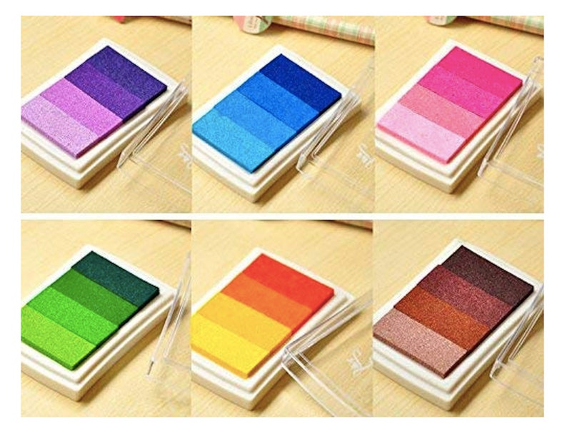 6 Craft Ink Pad Stamps Rainbow Ink Pads Craft Ink Pads DIY Multicolor Craft Stamp Pad image 8