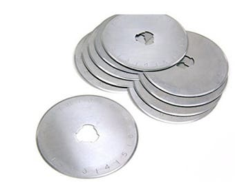 10 pack 45MM Rotary Cutter Refill Blades fits Olfa Fiskars Cutters Olfa, Clover, Fiskar, Dafa rotary cutters. Great for sewing, quilting