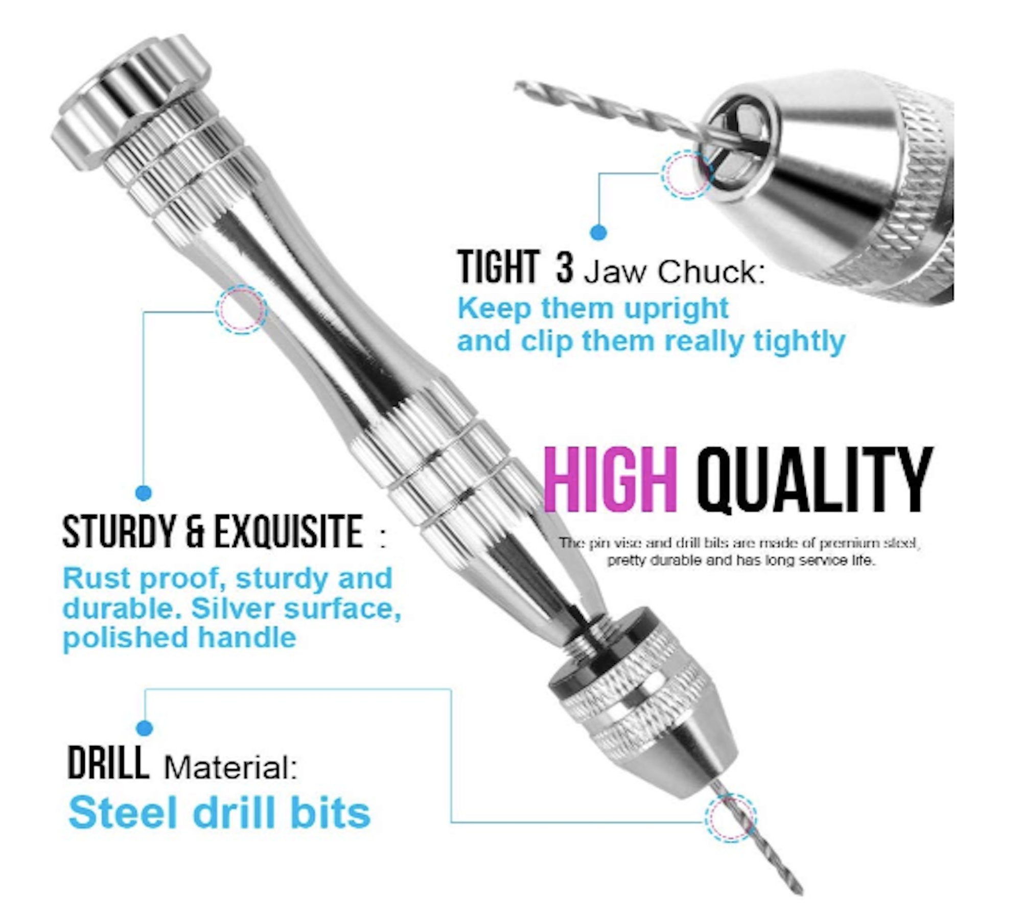 Pin Vise Hand Drill for Jewelry Making - Manual Craft Drill Mini