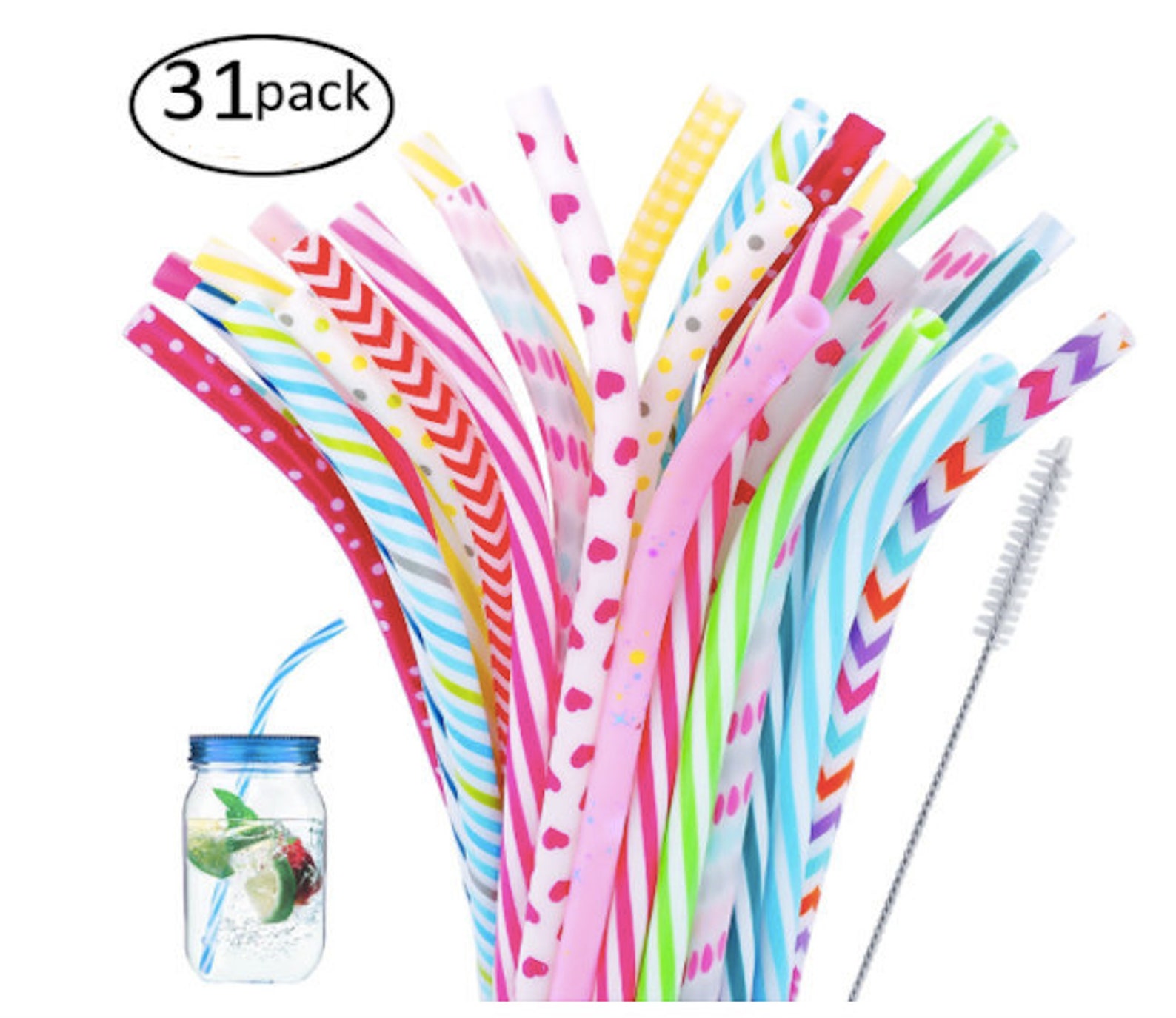 30 Drinking Reusable Bent Plastic Straw BPAFree Colorful Hard Etsy