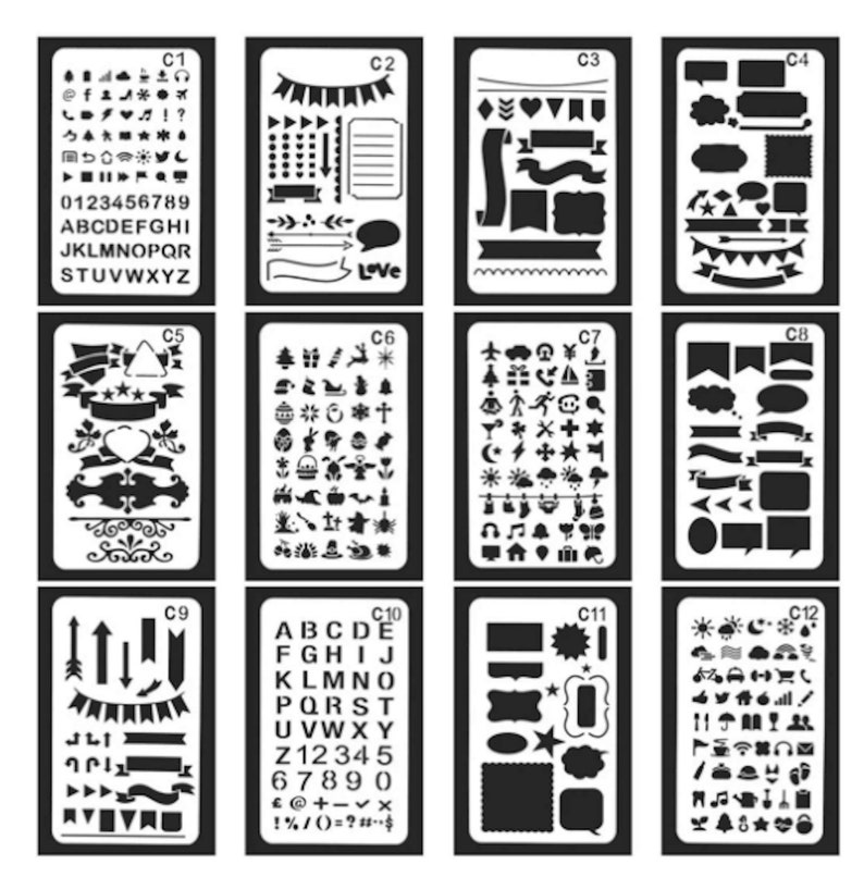 24 Bullet Journal Stencil Bullet Journal Planner Stencils Etsy