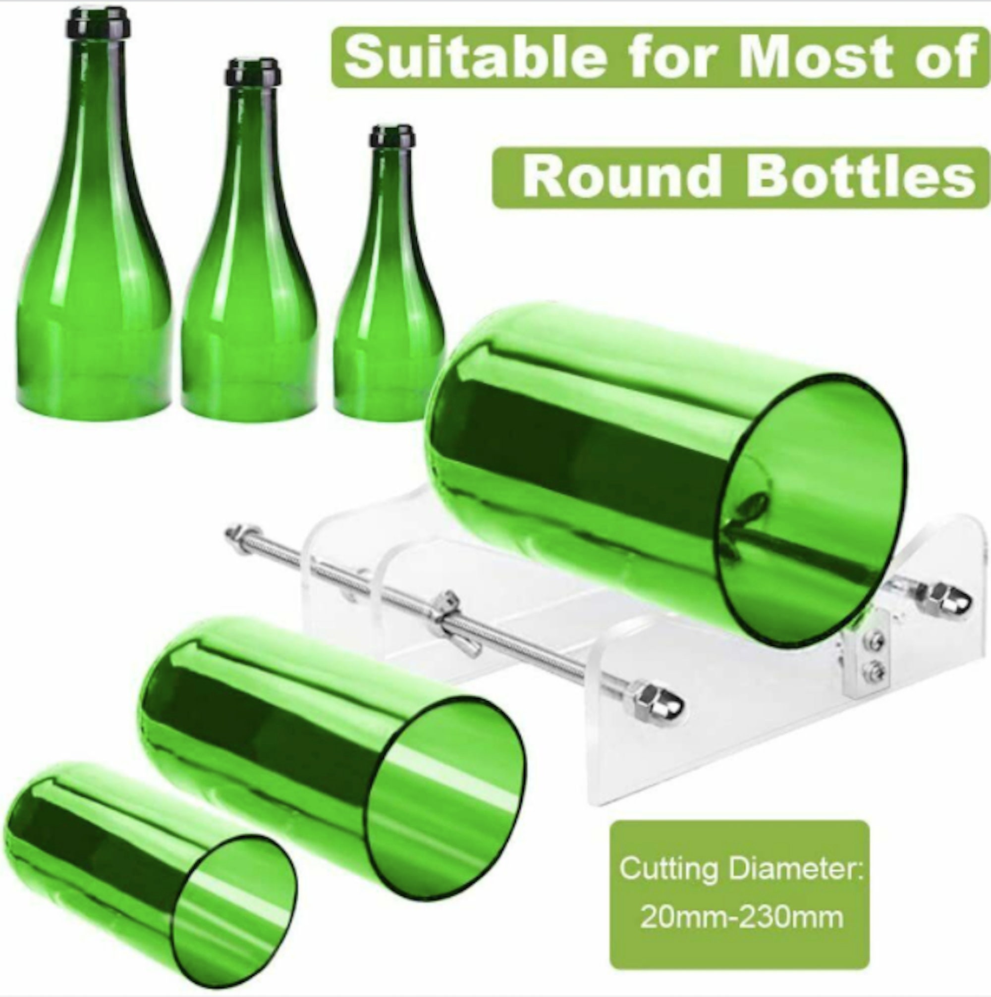 OAIEGSD Cortador de botellas de vidrio, cortador de vidrio para botellas  para cortar vino, cerveza, tarros de masón, whisky, botellas redondas y