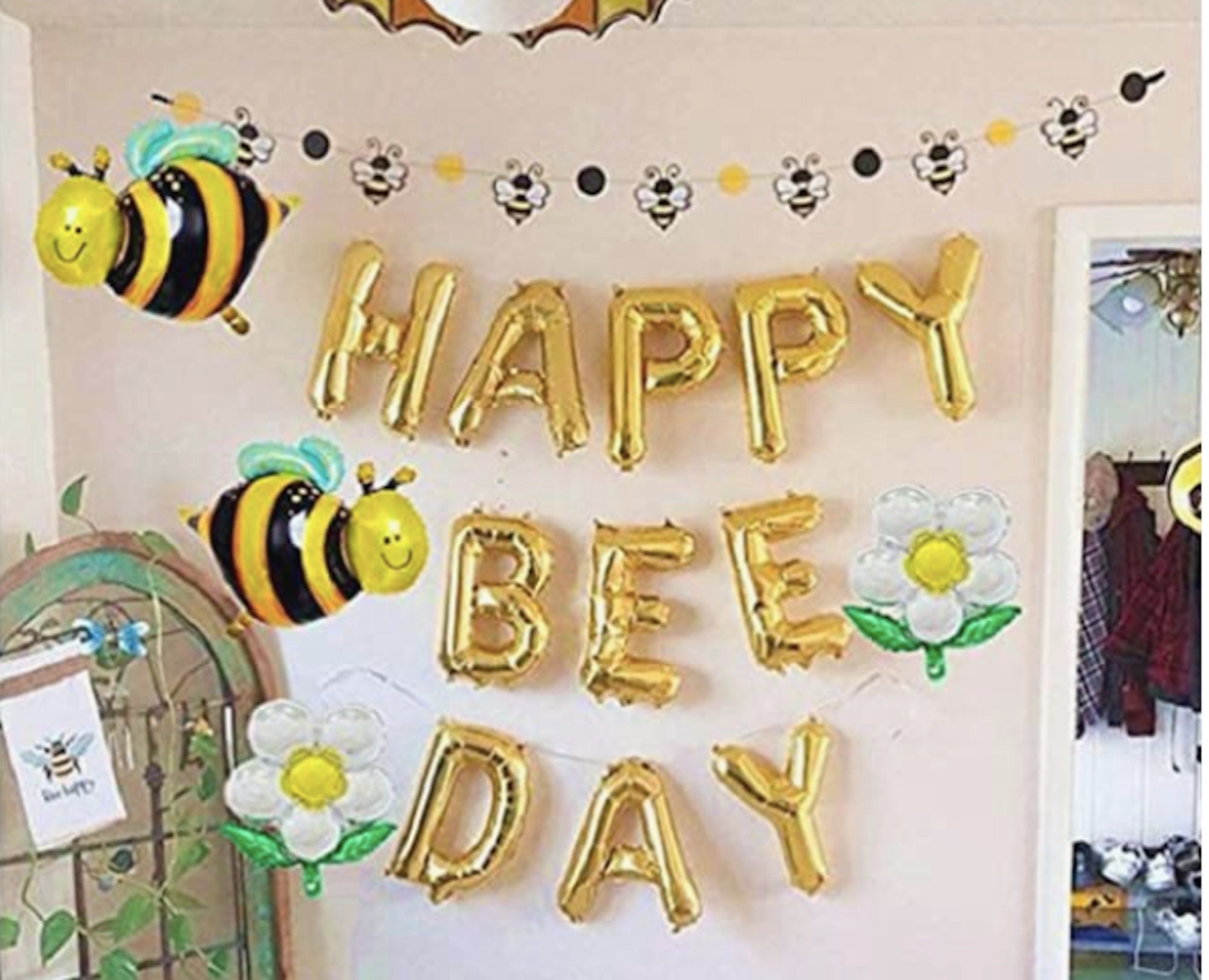 88Pcs Bee Party Supplies with Happy Bee Day Banners Hanging Swirls Bee  Balloons