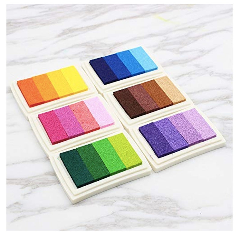 6 Craft Ink Pad Stamps Rainbow Ink Pads Craft Ink Pads DIY Multicolor Craft Stamp Pad image 2