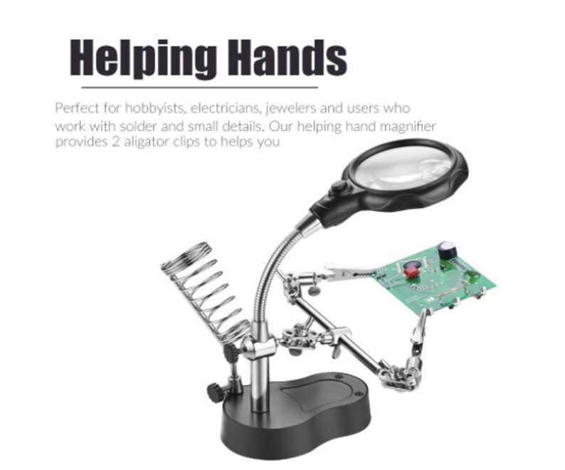 Led Light Jewelry Magnifier Lamp Desk Helping Hand Magnifying Glass Tool Jeweler Soldering Clamp Iron