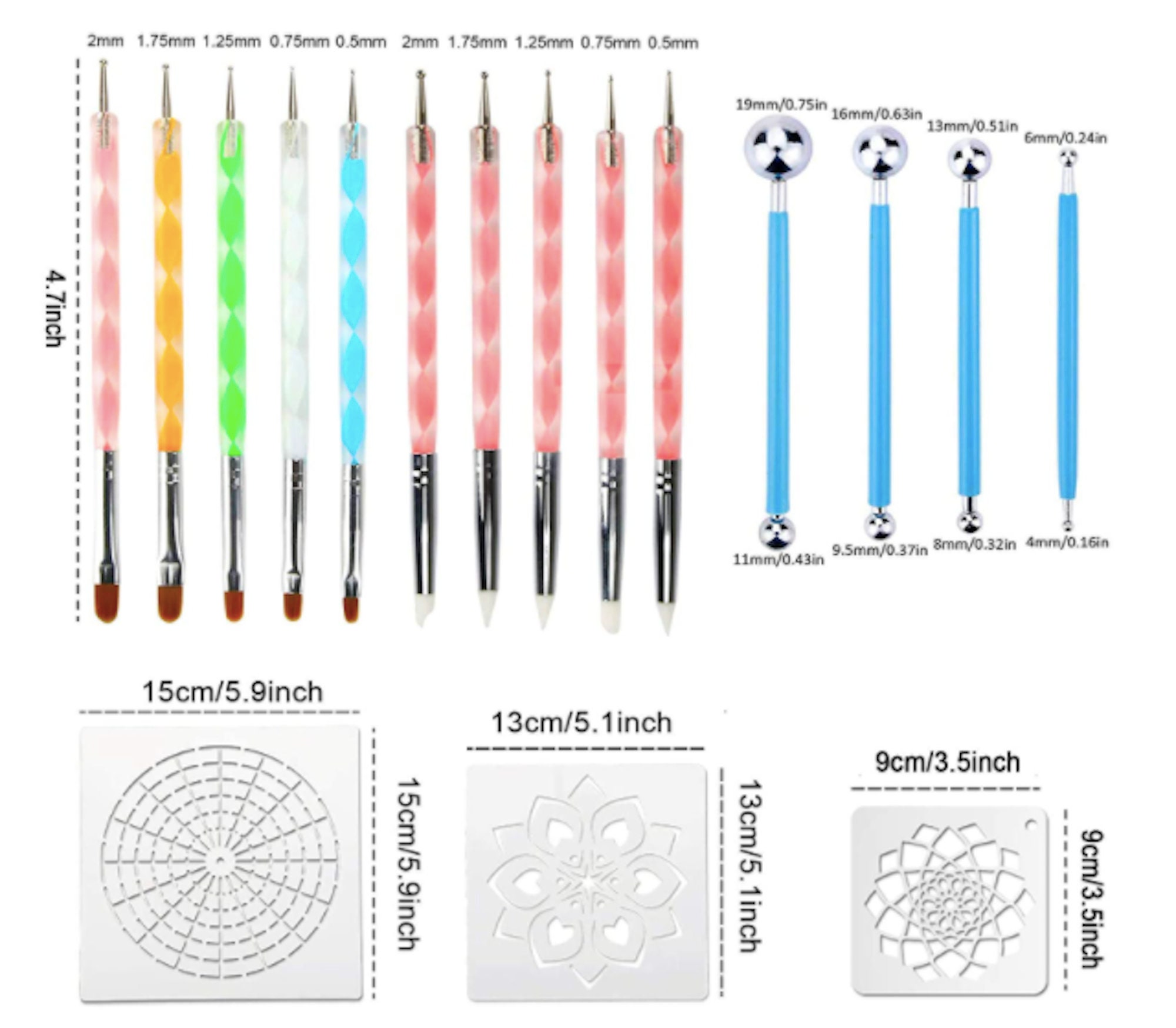 Circular Dotting Tools for Nail Art, 6 sizes Embossing Stylus for Painting  Rocks Mandalas, Pattern Tracing Stylus, Art Dot Painting Tools,NAT234