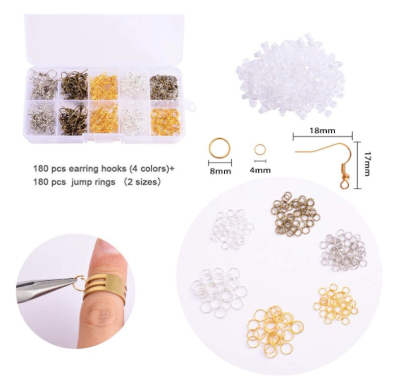 Earring Making Kit Earring Making Supplies Repair Kit Leather Earring Making Supplies Kit Earring Hooks Earring Jump Rings Earring Repair