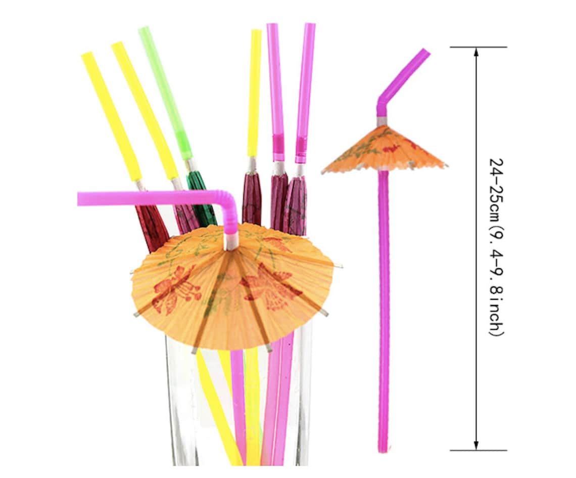 Umbrella Straws Umbrella Drinking Straws Party Straws Cocktail Etsy