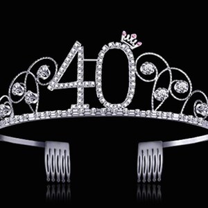 40th birthday crown 40th Birthday Tiara Birthday 40th Party Decorations 40th Birthday Silver Crown Birthday Tiara 60th Birthday Crown