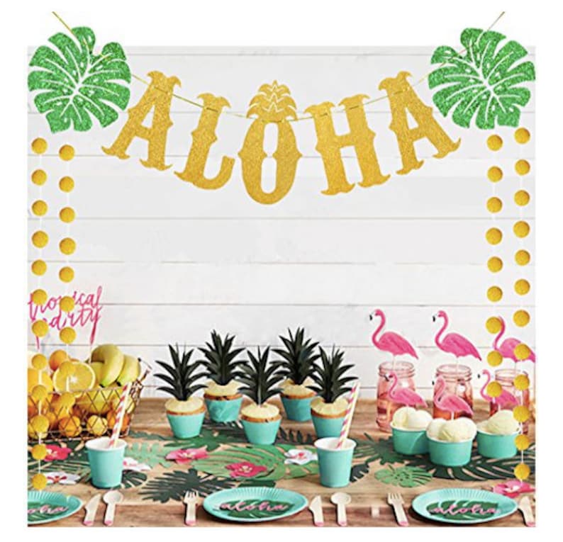 Luau party decorations hawaiian party decorations aloha banner Etsy