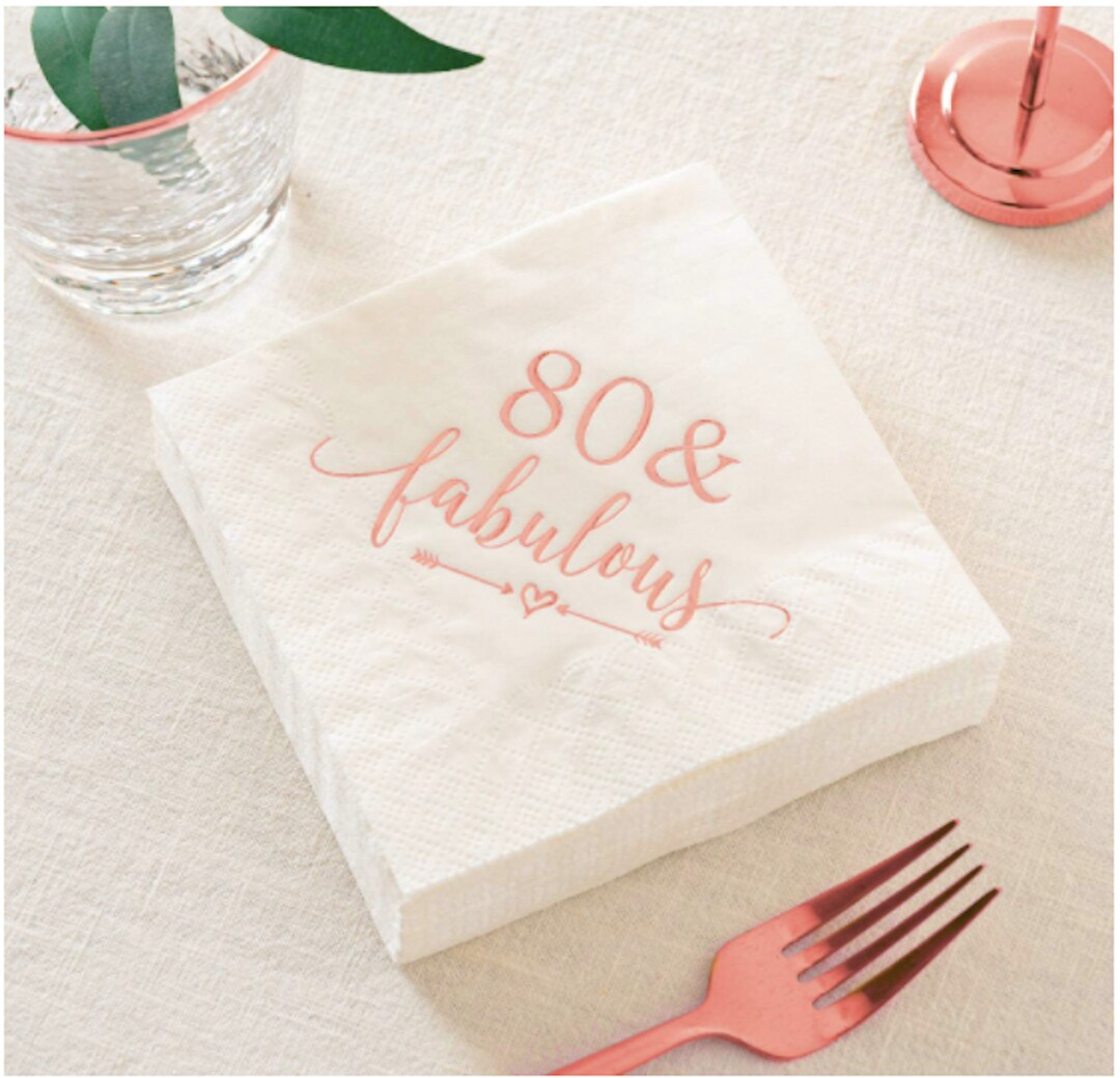 80 and Fabulous Cocktail Napkins Rose Gold 80th Party Supplies Women 80th Birthday Decorations