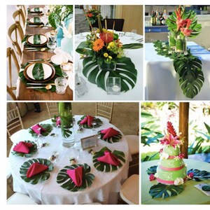 48 Tropical Leaves Table Decorations Jungle theme Party Decor Hawaiian Luau Beach Theme Table Decorations Summer Luau Party Flowers Wedding