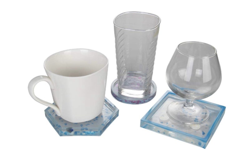 Resin Coaster Mold Making Coasters Kit Casting Resin Molds Silicone Mold Round Coaster Mold Square Coaster Mold Hexagon Coaster Mold Molds