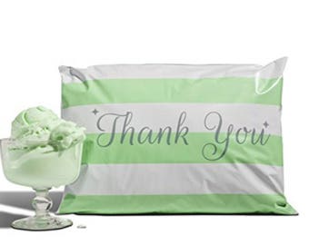 100 10x13 Green Stripes Thank Mailers Designer Poly Shipping Envelopes Boutique Custom Bags Mailing Supplies Fast Shipping
