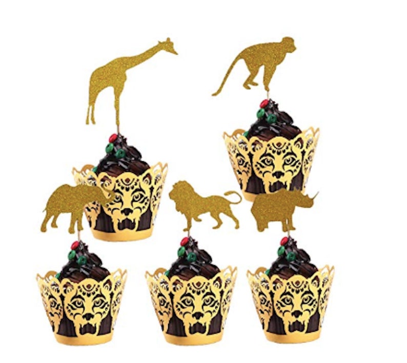 Jungle Baby Shower Decorations Jungle Animal Cupcake Toppers Etsy