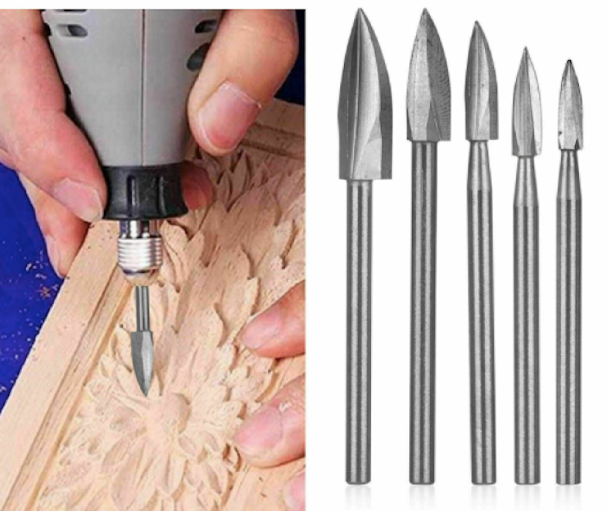 5PCS 0.2-2.5mm Carbide Drill Bits Micro Engraving CNC PCB Hole Saw Carving Tools 