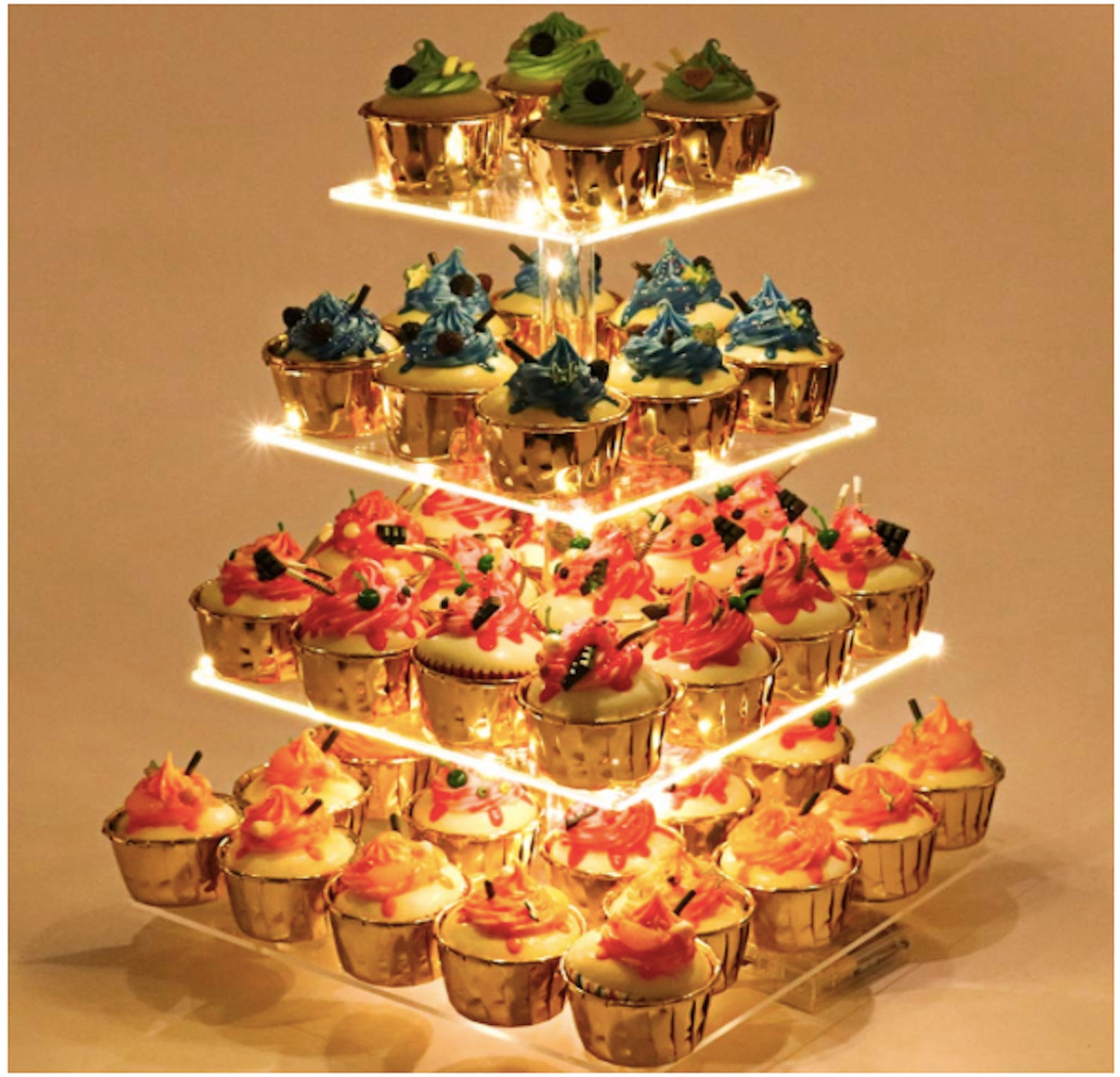Lighted Cupcake Stand Birthday Cupcake Stand Wedding Dessert Etsy