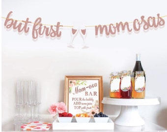 Mimosa Bar Sign Banner Decorations MOMosa Bar Sign Banner Bubbly Bar Champagne Brunch Baby Shower Mother's Day Brunch Party Fiesta