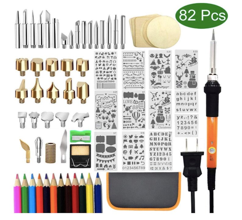 82 Wood Burning Kit Wood Burning Tool supplies Leather Craft Etsy