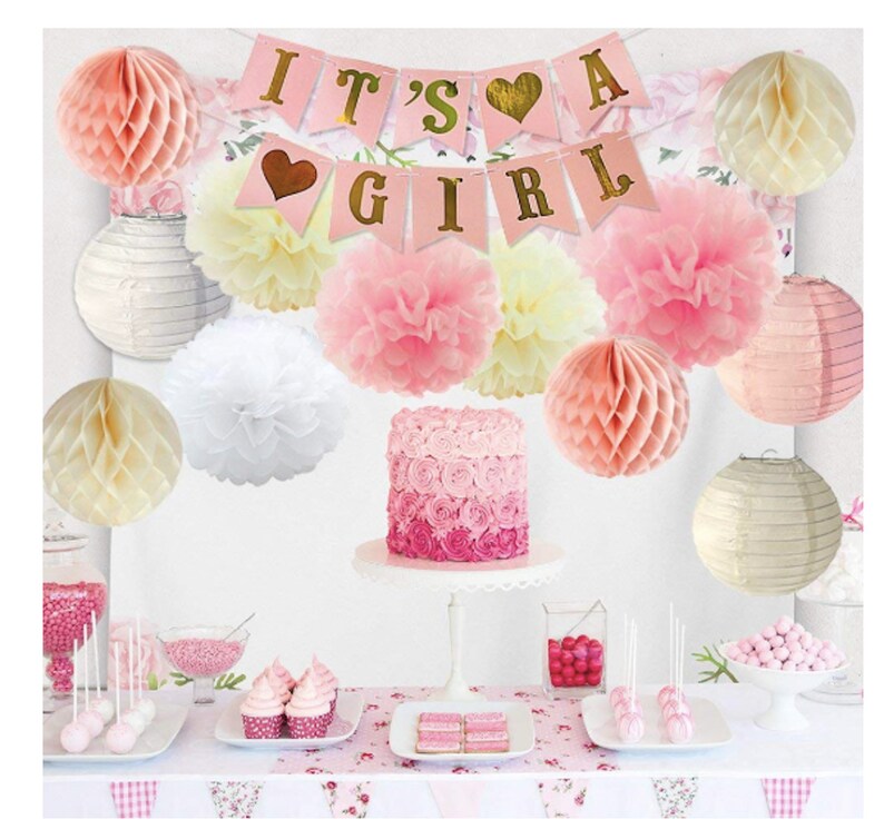 Rose Gold Girl Baby Shower Decorations Gender Reveal Etsy