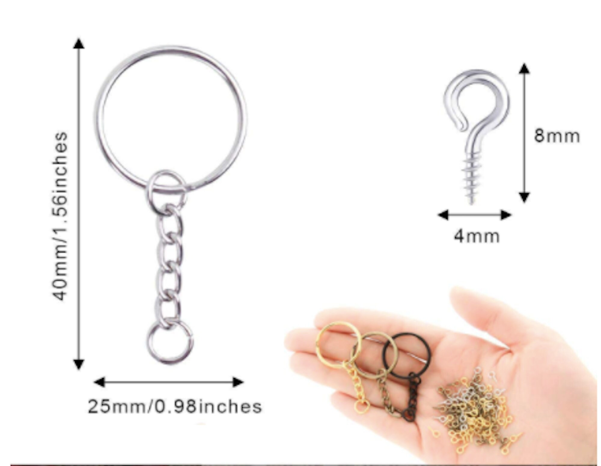 Silver Key Chain Rings Kit Keychain Rings Chain Gold Keychain Etsy