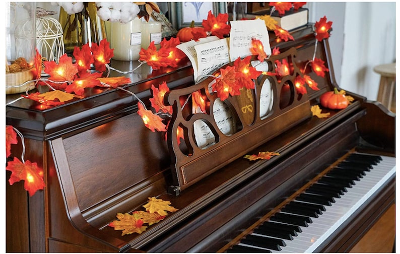 Autumn Garland Fall Garland Fall Maple Leaf Garland Maple Leaves Fall Lights Maple Leaf Lighted Garland Thanksgiving Decor Halloween Table image 5