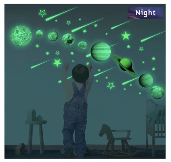 Glow In The Dark Stars And Planets Wall Stickers Solar System Wall Stickers Glow In Dark Room Stickers Wall Stickers Kids Room Decor