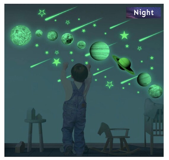 Glow In The Dark Stars And Planets Wall Stickers Solar System Wall Stickers Glow In Dark Room Stickers Wall Stickers Kids Room Decor