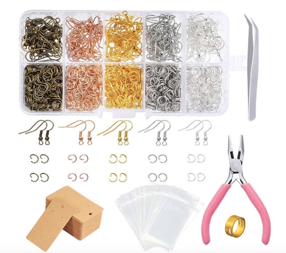 Earring Making Supplies Kit Earring Hooks Earring Jump Rings Earring Repair Kits  Earring Cards Holder Pliers Tweezers Earrings Making 