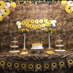 Western Theme Tablecloth Brown Country Tablecloth Bee theme Party Country Birthday Party Woodland Party Sunflower theme Party Rustic Wedding image 5