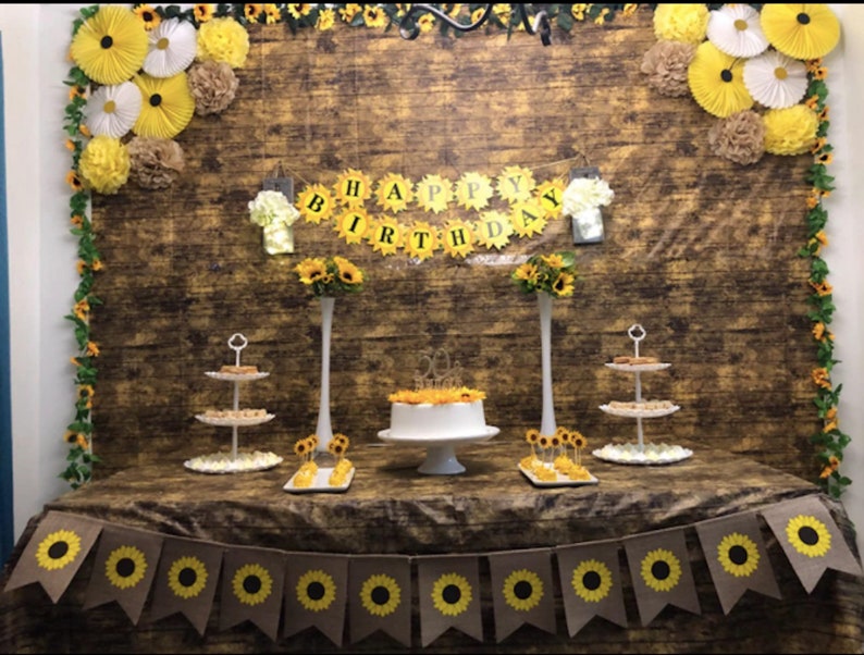Western Theme Tablecloth Brown Country Tablecloth Bee theme Party Country Birthday Party Woodland Party Sunflower theme Party Rustic Wedding image 5