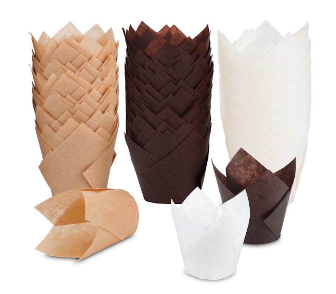 150 Brown Tulip Cupcake Liners Muffin Cup Baking Tins Pans Liners Parchment Paper Liners 150