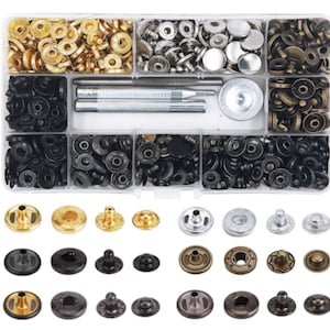 Leather Snap Fasteners Kit, 120 Pcs Metal Button Snaps Press Studs with 2  Setter Tools, Leather Snaps for Clothes, Jackets, Jeans Wears, Bracelets,  Bags 