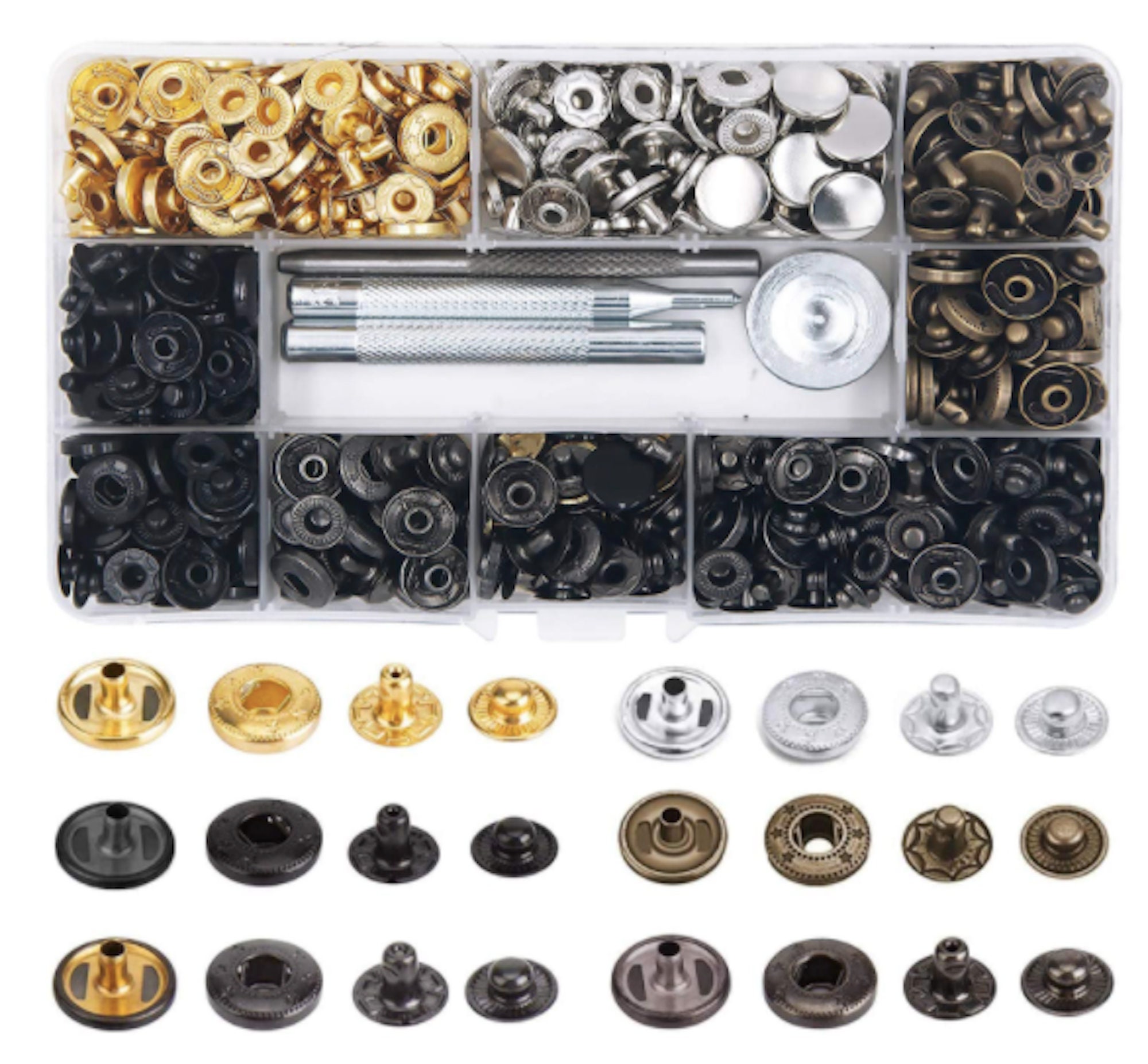 40 Sets Heavy Duty Leather Snap Fasteners Kit, 12.5mm Metal Snap Buttons  Kit Press Studs with 4 Install Tools, Leather Rivets and Snaps for  Clothing