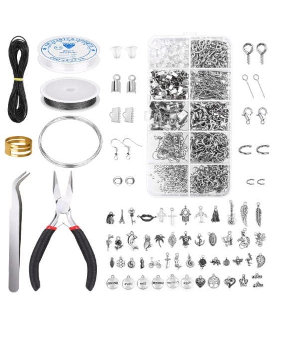 Jewelry Making Kit, Necklace Making Kit Jewelry Wire, Jewelry Tools  Findings, Crimp Beads, Bracelet Clasps Closures Beading, Repair Jewelry 