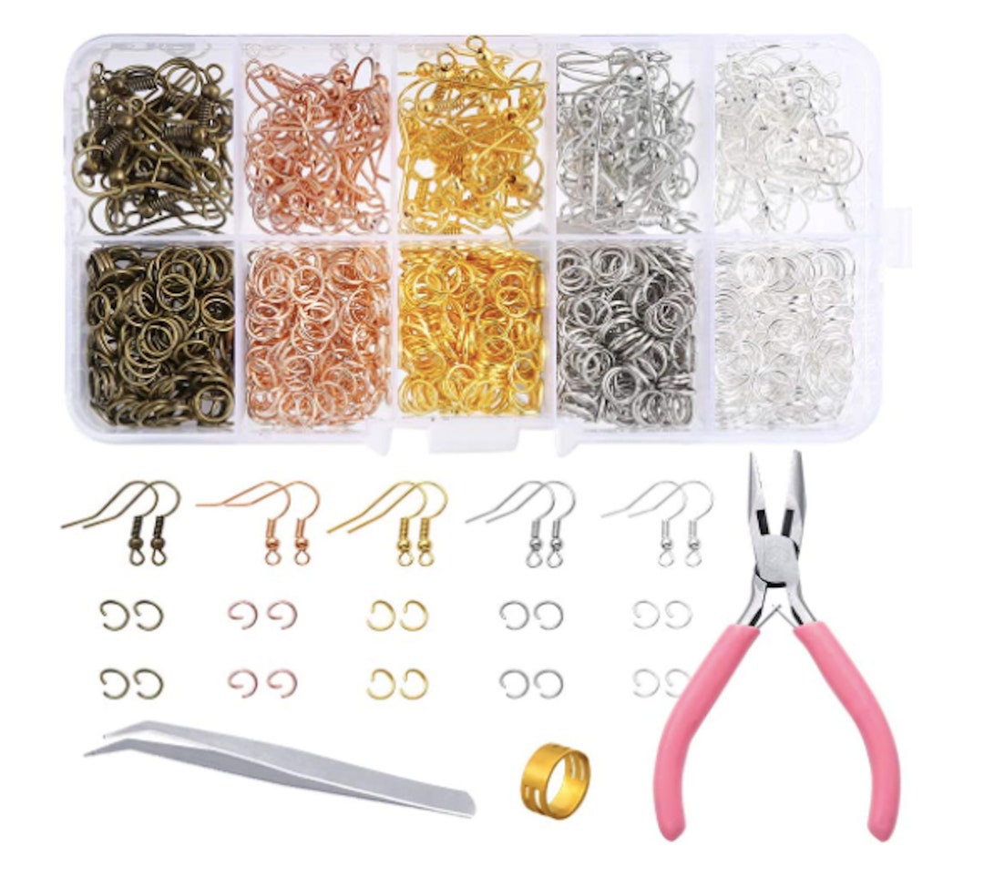 Earring Making Supplies Kit, Caffox 2900pcs Earring Hardware Pieces Repair  Parts with Earring Hooks Posts Backs and Jump Rings for Making Earrings
