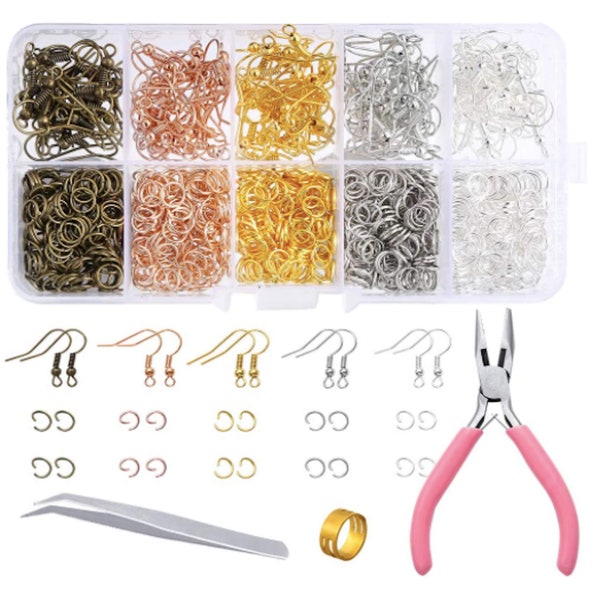 Earring Making Kit Earring Making Supplies Hooks Earring Jump Rings Earring Repair Kits Earring Cards Holder Pliers Tweezers Earrings Making