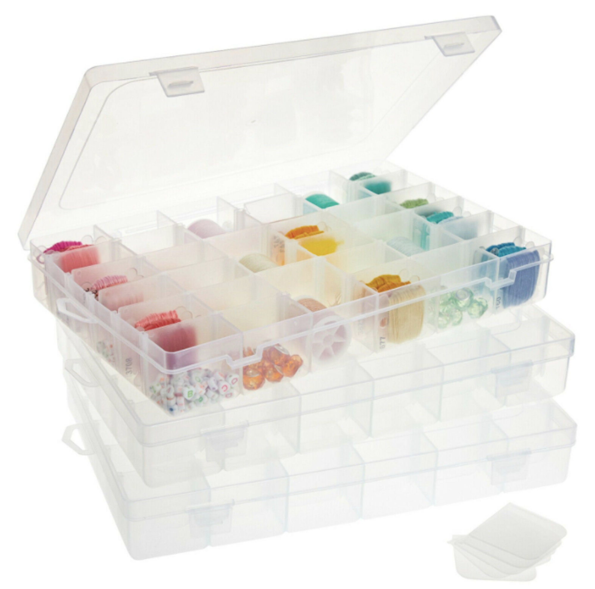 Plastic 6 Compartment Clear Jewelry Storage Box Small Case Craft Organizer Plastic 6 Compartment Clear Jewelry Storage Box Small Case Craft Organizer
