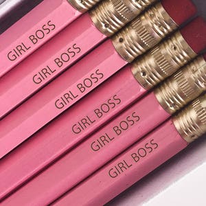 Girl Boss Pencils Set, School Supplies, Engraved Pencils, Back to School, Gift for Her, Desk Accessories, Stocking Stuffer