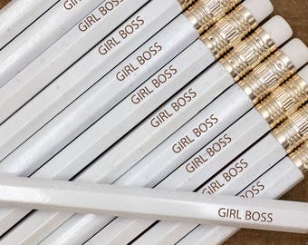 Girl Boss Pencils Set, School Supplies, Engraved Pencils, Back to School, Gift for Her, Desk Accessories, Stocking Stuffer