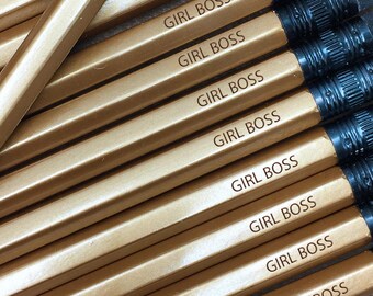 Boss Pencils Set, School Supplies, Engraved Pencils, Back to School, Gift for Her, Desk Accessories, Stocking Stuffer