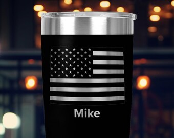 Wyoming Tumbler with US Flag, 20oz Patriotic Travel Mug