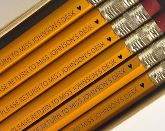 Teacher Pencils, Teacher Gift, Personalized Pencils, School Supplies, Engraved Pencils, Back to School, Desk Accessories, Teacher